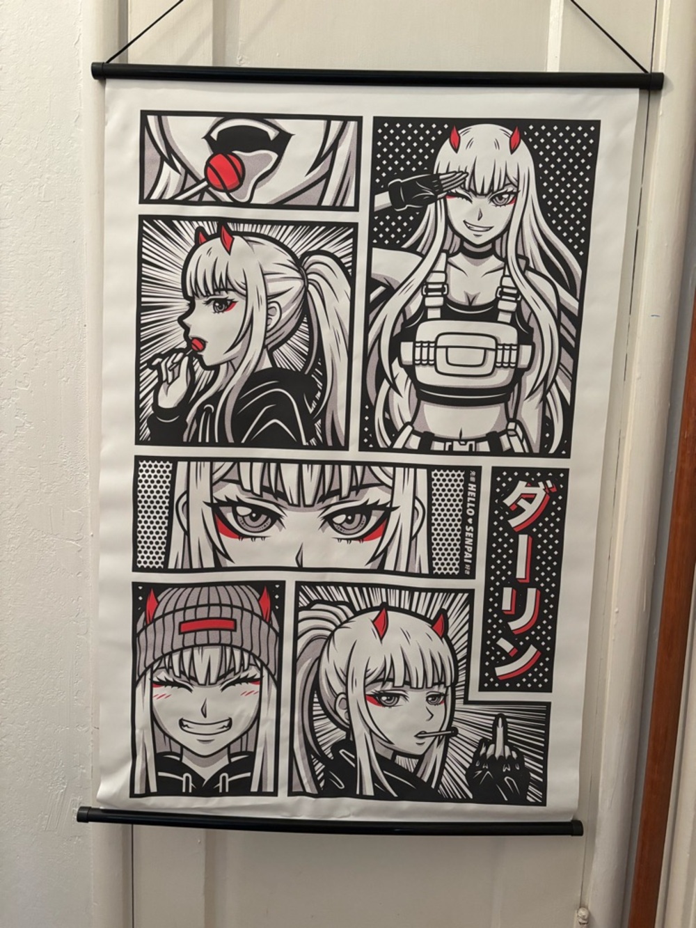 Black & Red Anime Comic Panel Wall Art Poster